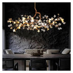 Modern Coppe Crystal Tree Branch Ceiling Chandeliers for Restaurant Living Room Bar Tea Room Luster Hanging Lighting Sleek Design