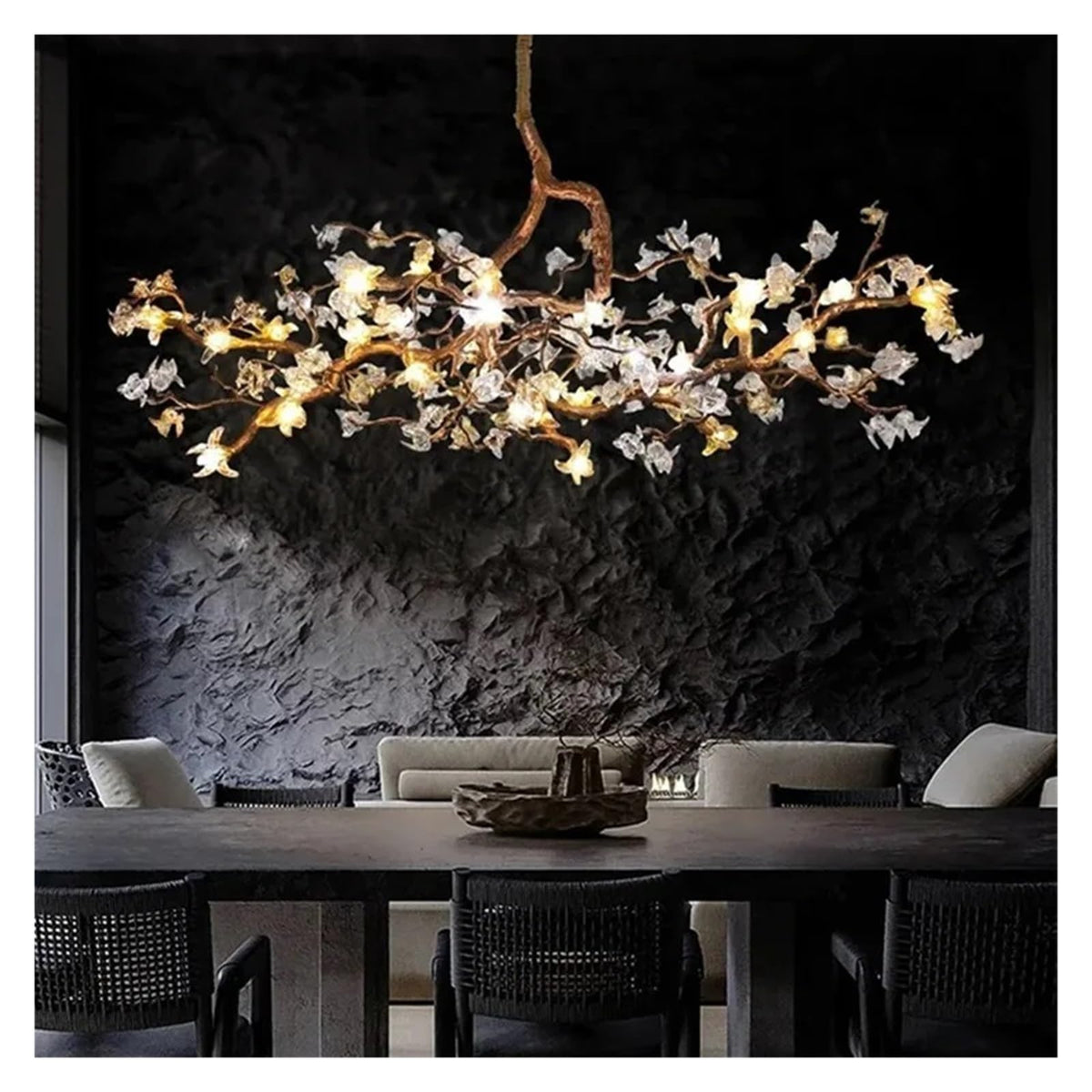 Modern Coppe Crystal Tree Branch Ceiling Chandeliers for Restaurant Living Room Bar Tea Room Luster Hanging Lighting,Simple