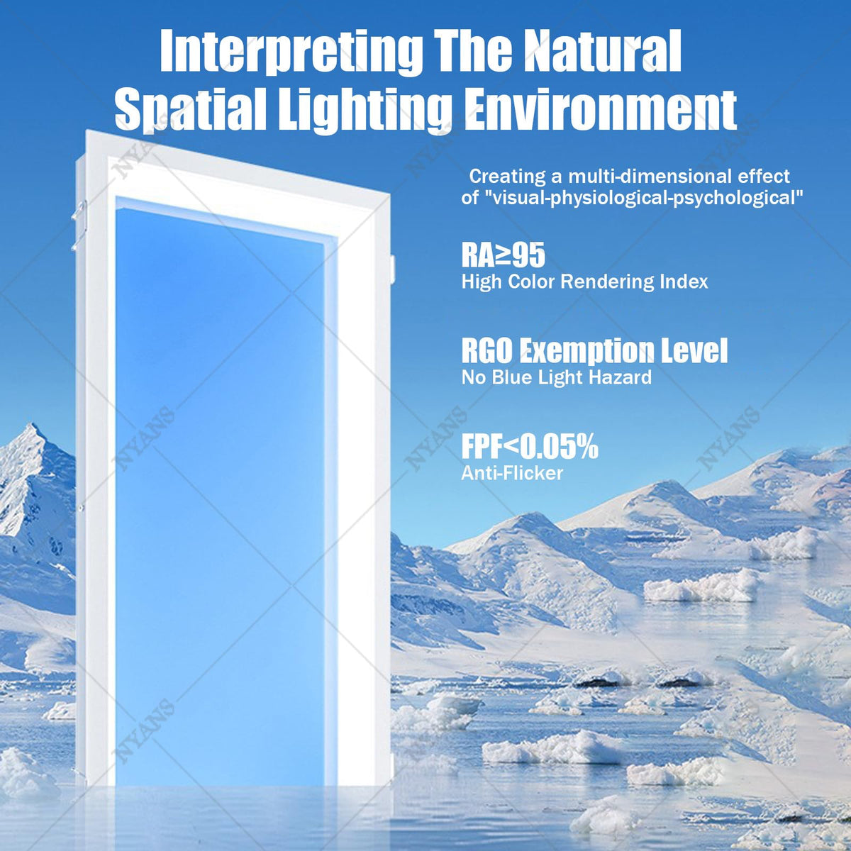 Artificial Skylight LED Ceiling Lamp,3000-6000K Dimmable Embedded-62*122cm