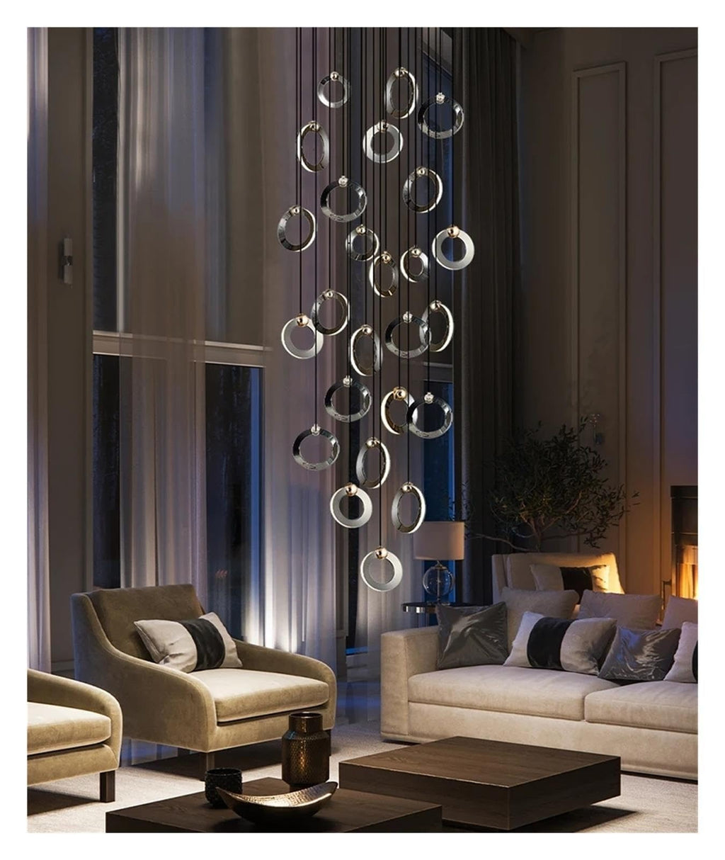 Multi Ring Spiral Suspended Fixture Round Canopy Hanging Decor ,Classic