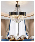 Black Gold Cone Tiered Beaded Crystal Vertical Slat Hanging ,Classic