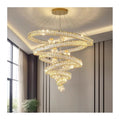 Modern Intertwined Double Ring Crystal LED Pendant Light Gold Frame Irregular Loop Hanging Chandelier,Warmth