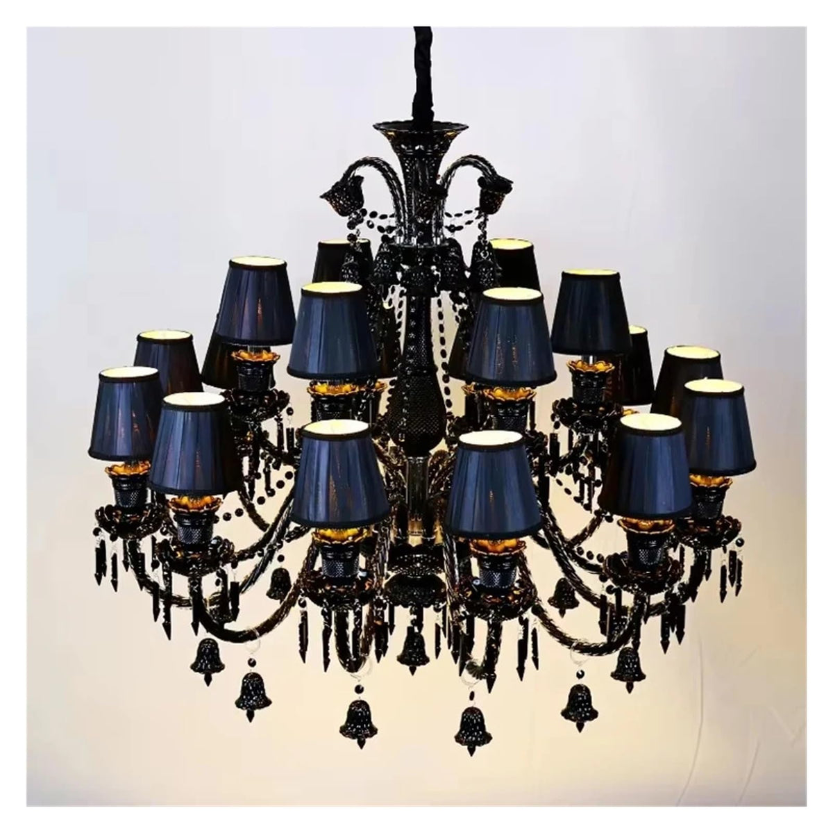 Modern Large Crystal Chandelier Lighting for Dining Room Black Chandelier Home Contemporary Pendant Lamp Living Room LED Lights Contemporary