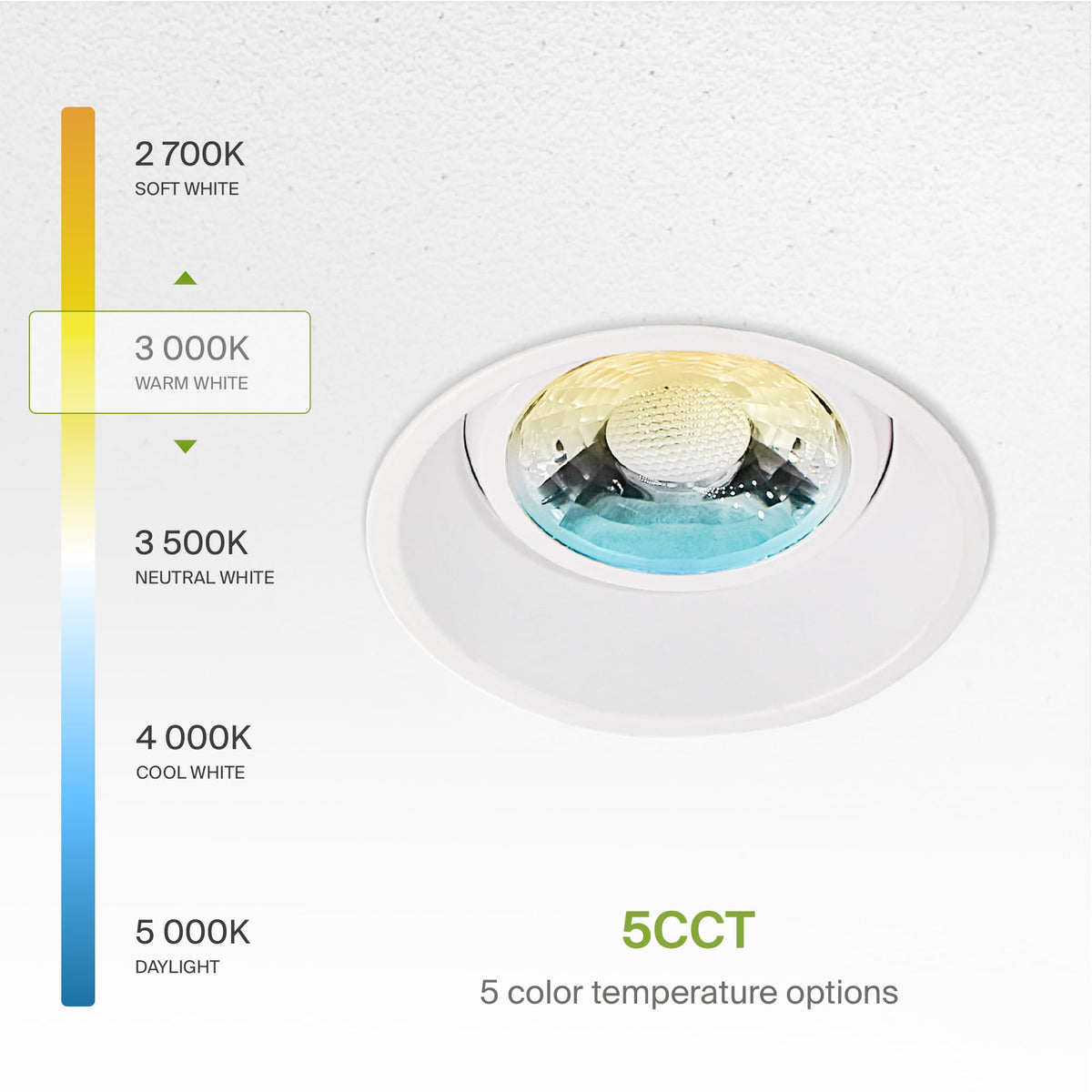 ASD 2 Inch Trimless Gimbal LED Recessed Ceiling Light, Adjustable Directional Downlight with Junction Box, 5CCT 2700K-5000K, 8W 717 Lumens, CRI90+, Anti-Glare, Dimmable, IC & Wet Rated, ETL, 18 Pack