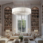 Round Drum Natural Alabaster Chandelier, Modern Marble Shade Pendant Light