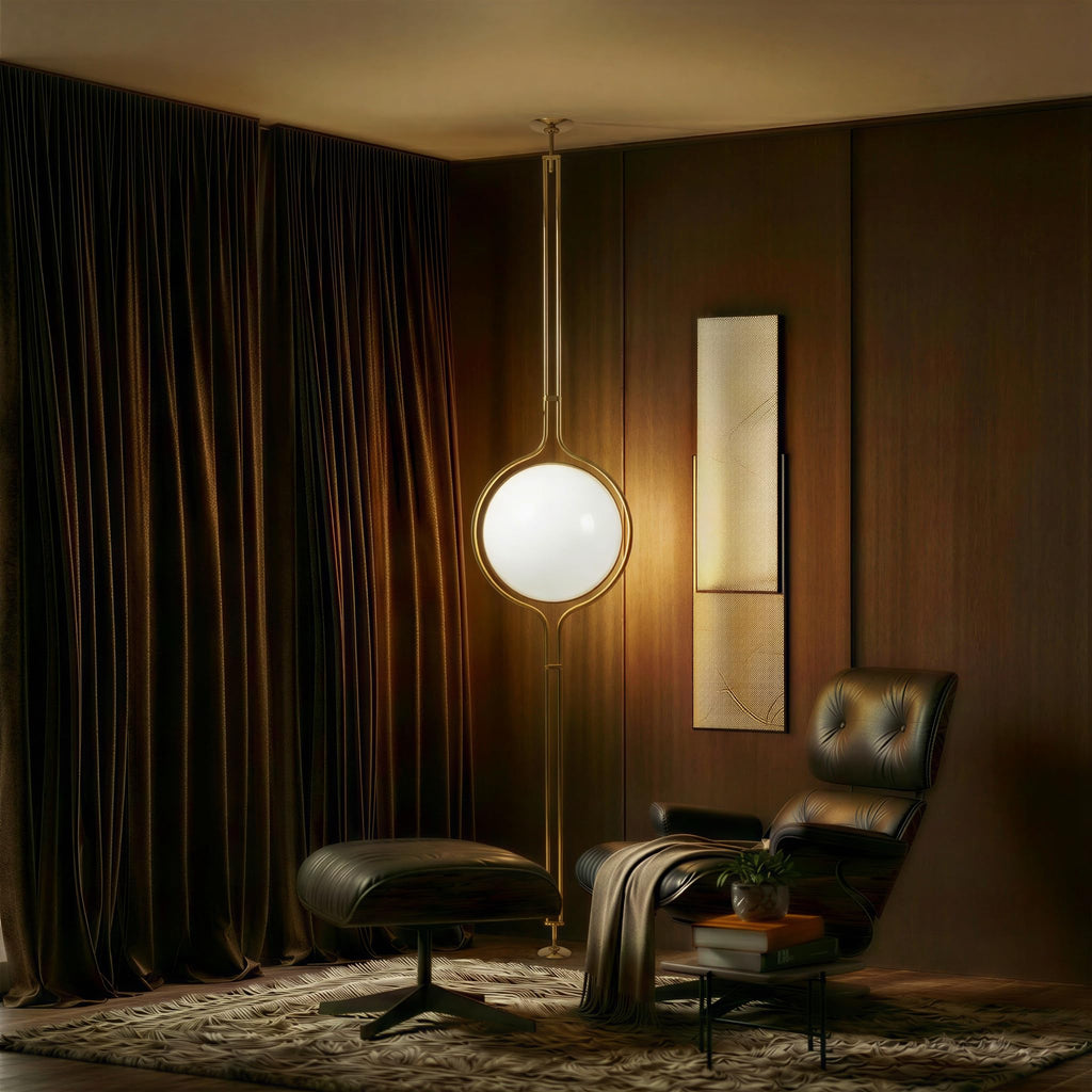 Zuru Floor to Ceiling Lamp - Adjustable 98"-110" Modern Pole Light with LED Bulb - Acrylic Globe Design - UL Certified - Sleek Metal Frame - Living Room & Bedroom Standing Lamp