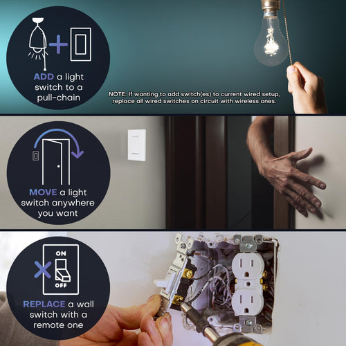 2 Fixture Battery-Free Wireless Light Switch Kit - Light Almond