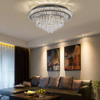 24 Inch Crystal Ceiling Light Flush Mount With Remote and APP Control Black