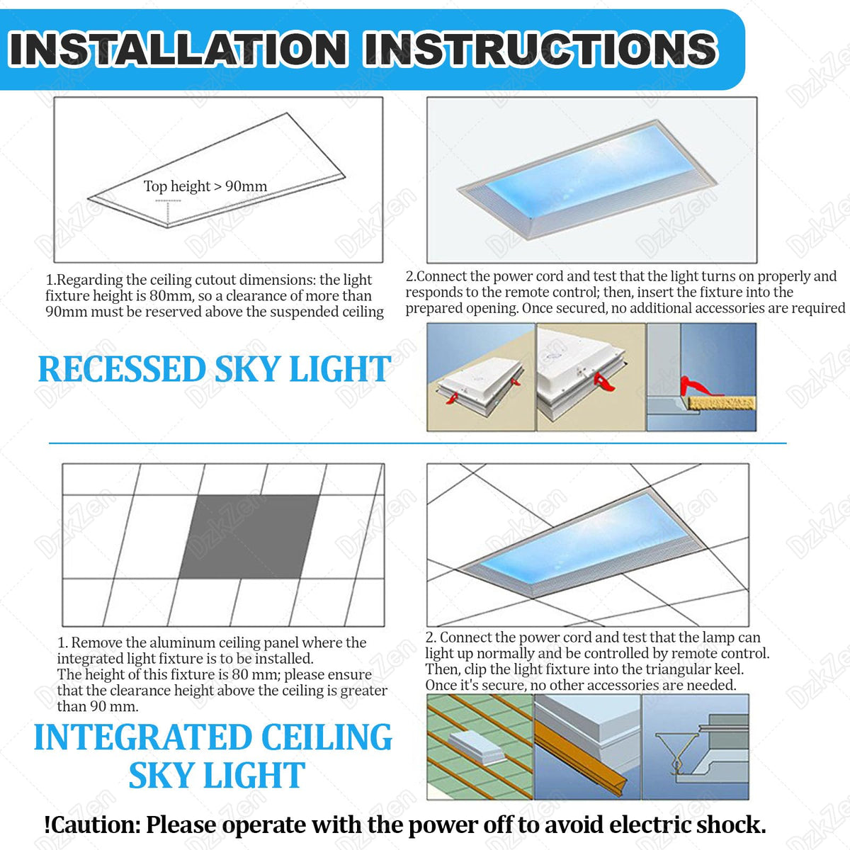 Artificial Skylight Led, Smart Virtually Ceiling Light Featuring Intelligent Ecosystem, Simulates Sunrise and Sunset for Biological Rhythm Lighting in Office Embedded-62cm*122cm