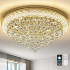 24.5"Crystal Ceiling Light Modern Gold Flush Mount Chandelier Light Fixture