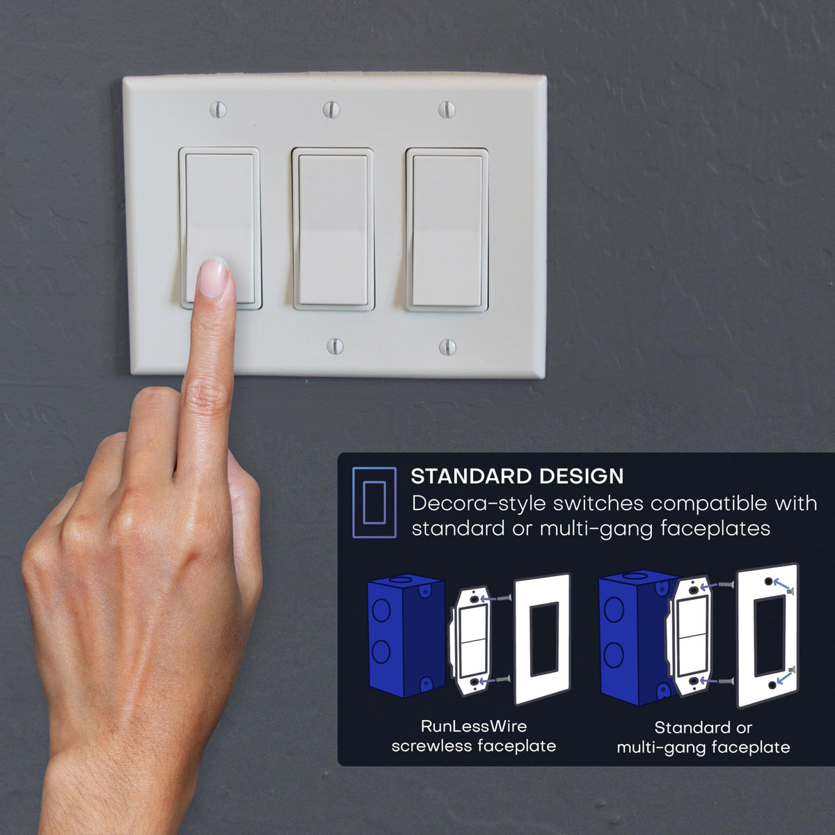 2 Fixture Battery-Free Wireless Light Switch Kit - Light Almond