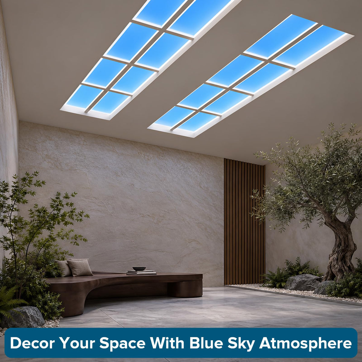 Ultra Thin Skylight Panel Light, 4×2 FT Smart Blue Sky Light
