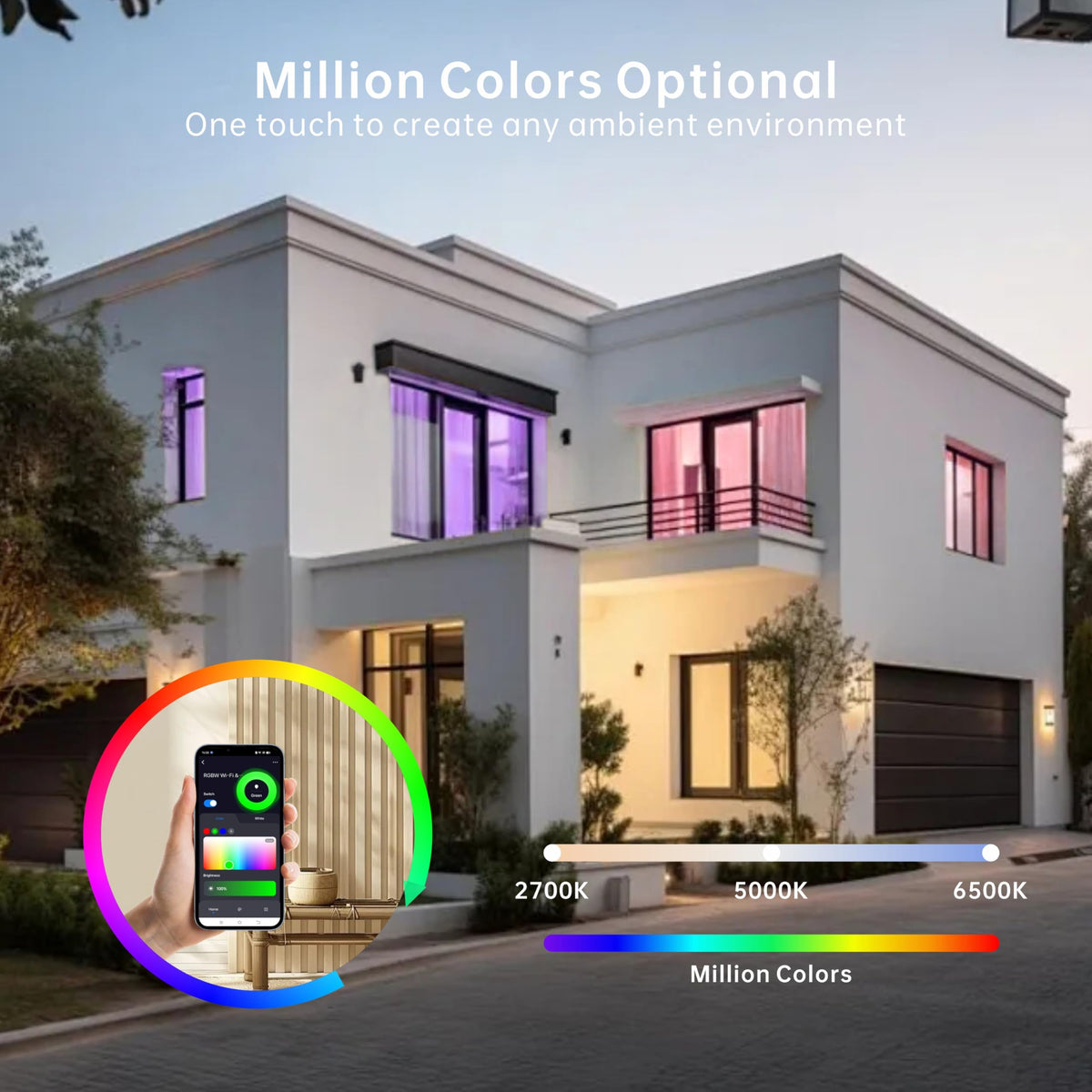 2x4 FT LED RGBW 5000K Multicolor Flat Panel Light Remote & App Controlled 60W 6600lm Color Changing LED Panel Light Smart Wi-Fi Drop Ceiling Light with Alexa/Google Assistant (4 Pack)