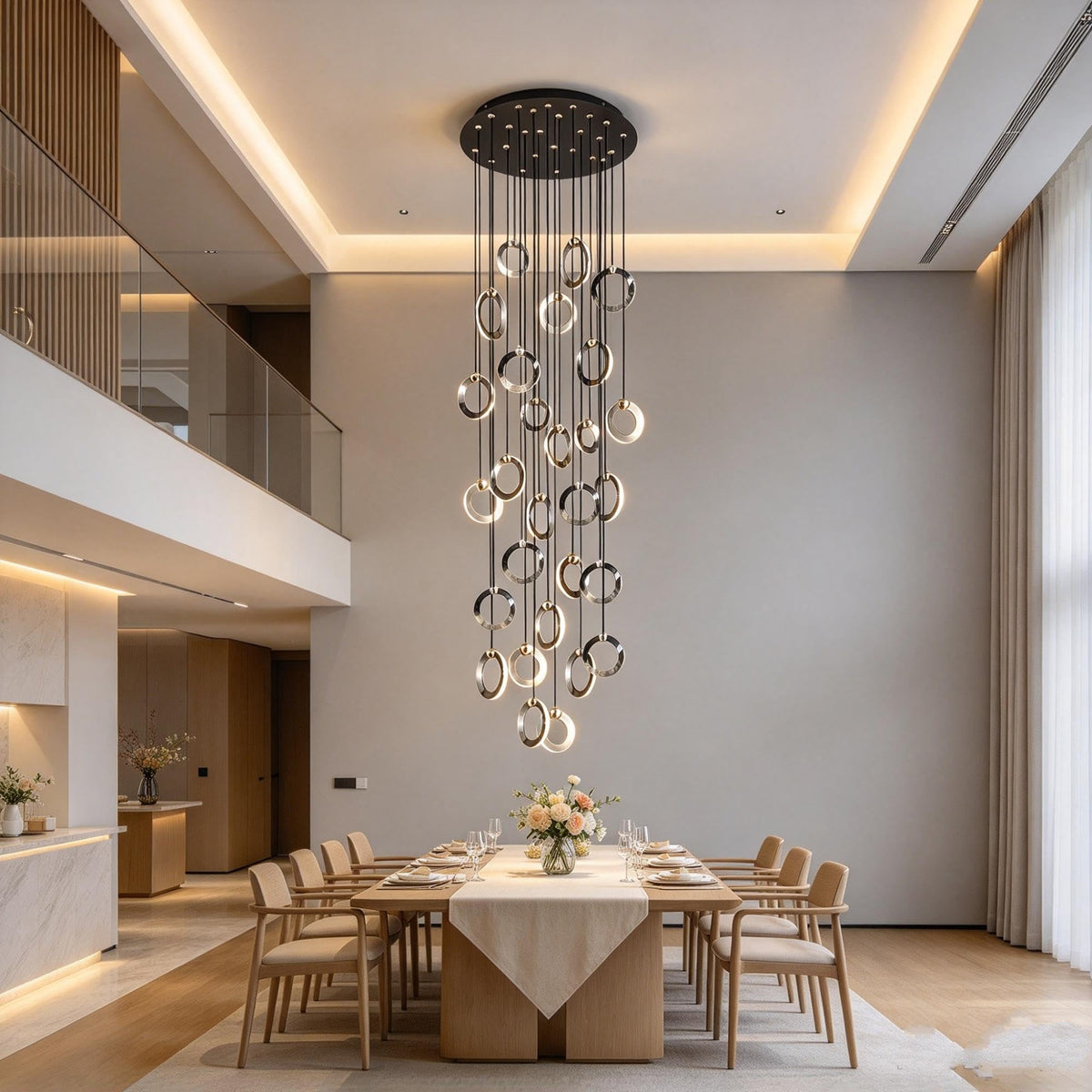Multi Ring Spiral Suspended Fixture Round Canopy Hanging Decor ,Classic