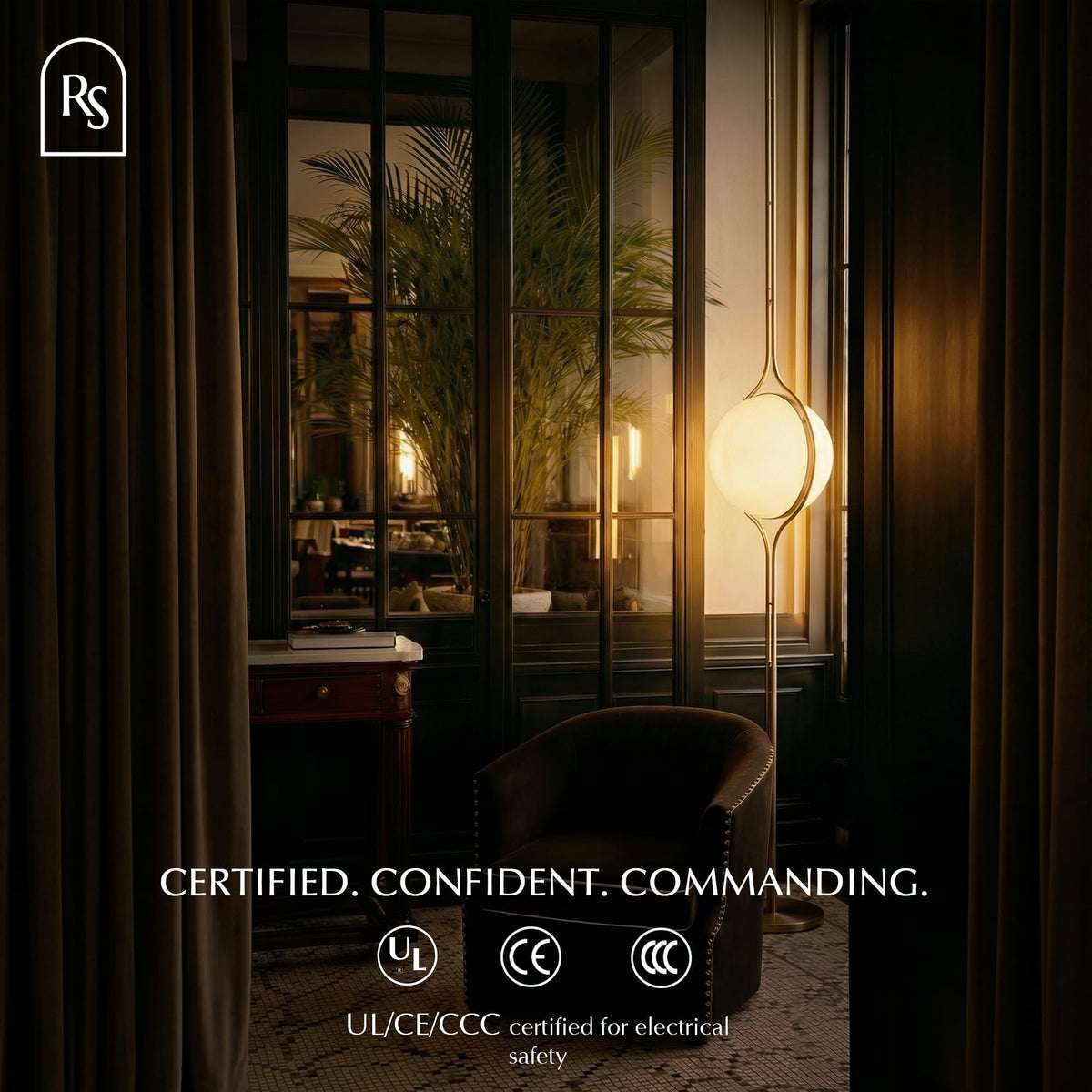 Zuru Floor to Ceiling Lamp - Adjustable 98"-110" Modern Pole Light with LED Bulb - Acrylic Globe Design - UL Certified - Sleek Metal Frame - Living Room & Bedroom Standing Lamp