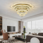 24"Crystal Ceiling Light Modern Gold Flush Mount Chandelier Light Fixture