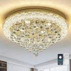 24.5"Crystal Ceiling Light Modern Gold Flush Mount Chandelier Light Fixture