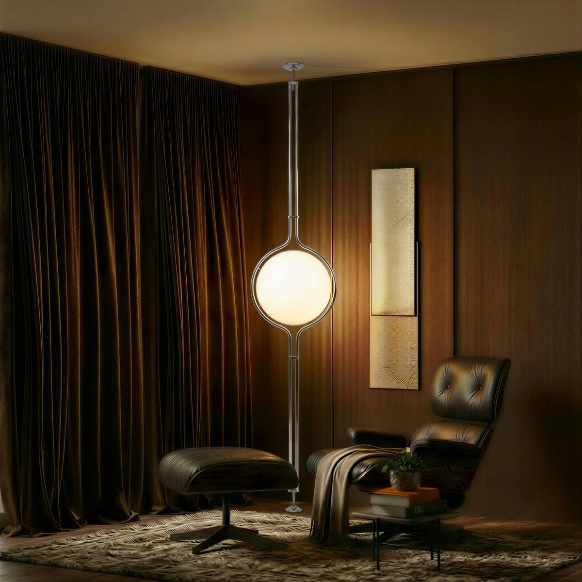 Zuru Floor to Ceiling Lamp - Adjustable 98"-110" Modern Pole Light with LED Bulb - Acrylic Globe Design - UL Certified - Sleek Metal Frame - Living Room & Bedroom Standing Lamp