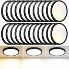 8PACK LED Flush Mount Ceiling Light Fixture, 3000K-4000K-6500K & 150W Equivalent Modern Kitchen Recessed Ceiling Lamp 24W 3200Lm 12Inch Closet Round Surface for Bathroom Laundry Bedroom Hallway