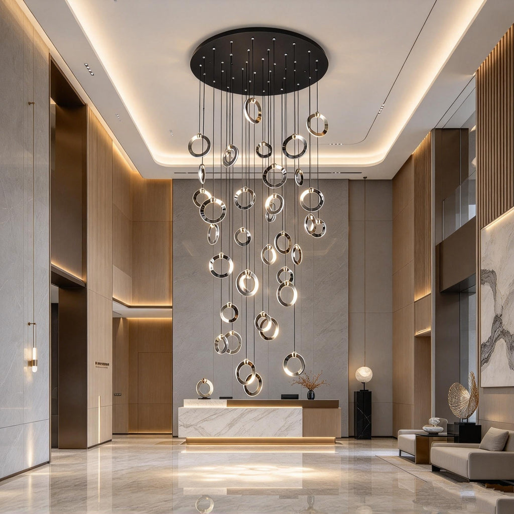 Multi Ring Spiral Suspended Fixture Round Canopy Hanging Decor ,Classic