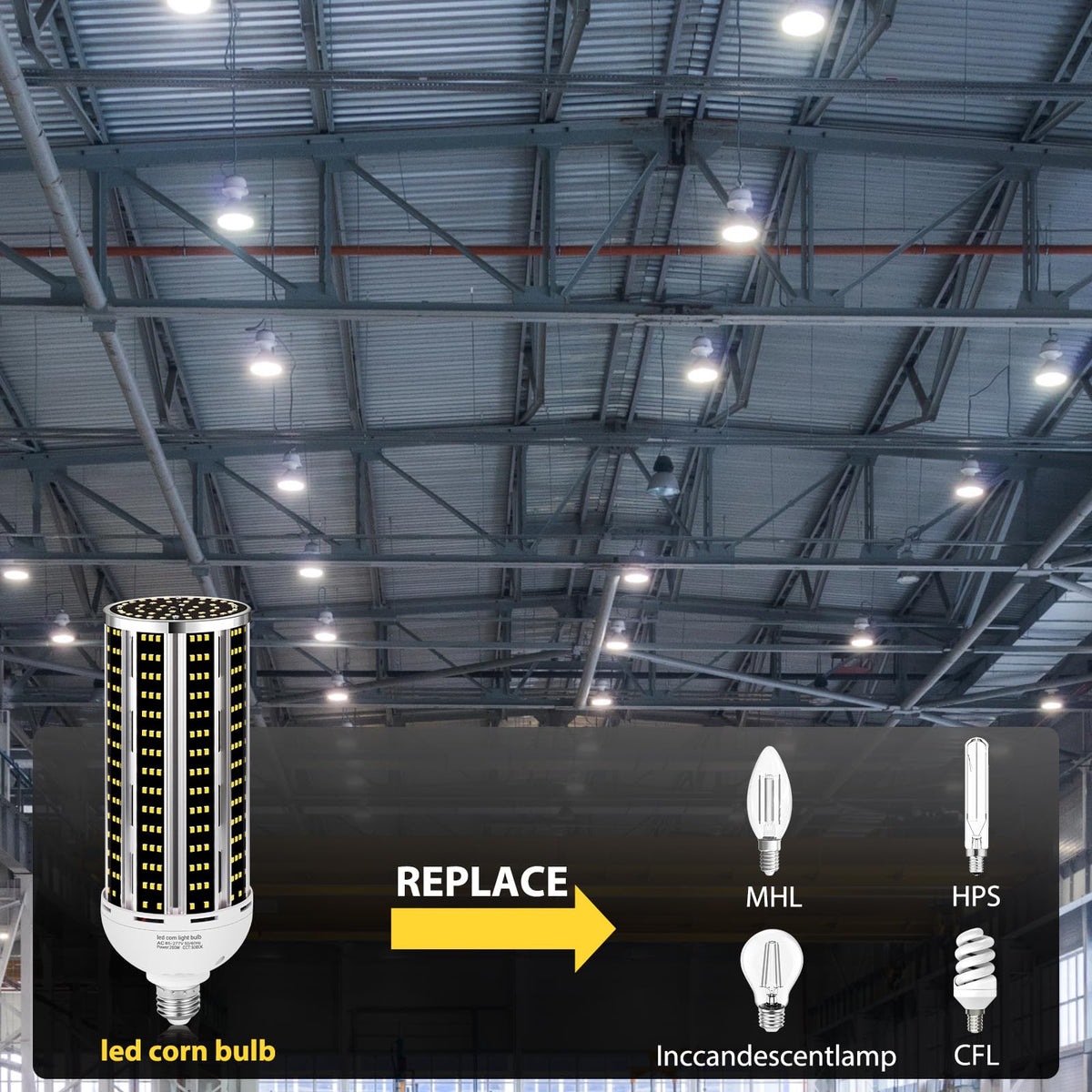 200W LED Corn Light Bulb 4 pack,(2000W Equivalent )Commercial Grade 30500LM DayLight 5000K E26/E39 Medium Mogul Base LED Lamp,Large Area Lights For Outdoor Indoor Garage Warehouse Factory Bay Light