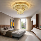 18"Crystal Ceiling Light Modern Gold Flush Mount Chandelier Light Fixture