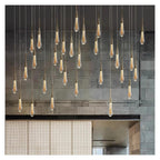 Teardrop Glass Pendant Light Raindrop with Brass Tone Top,Classic
