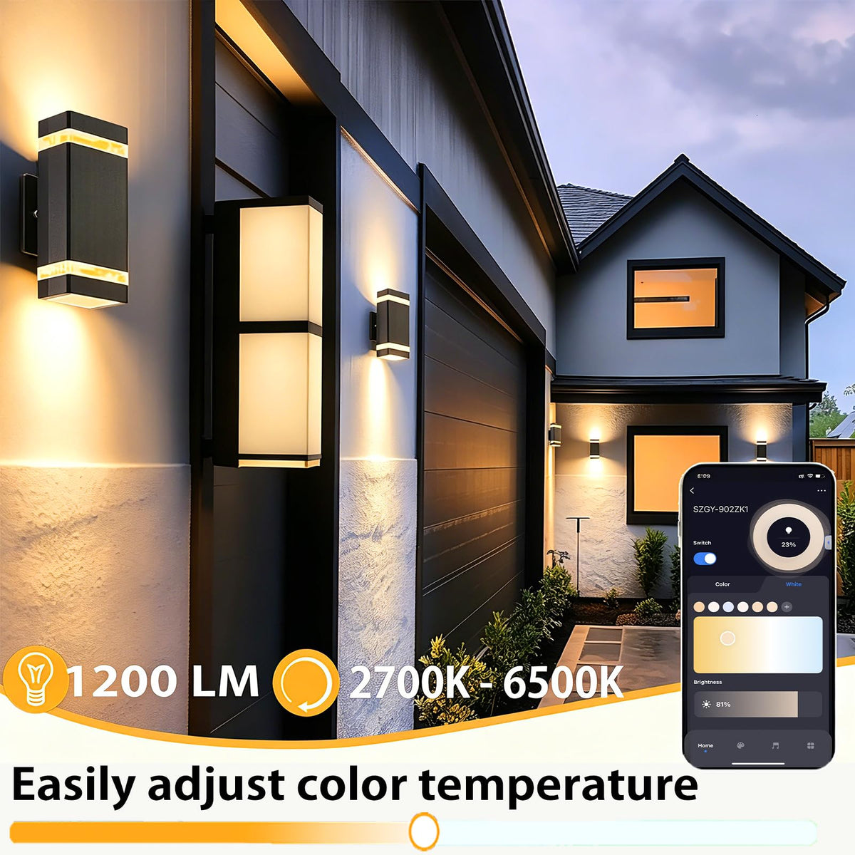 Up and Down Outdoor Wall Light, RGB Color Changing Wall Lights