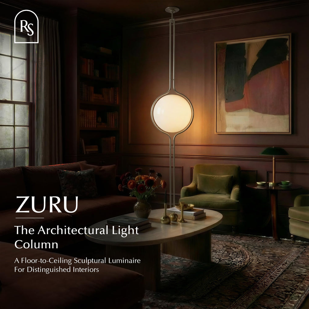 Zuru Floor to Ceiling Lamp - Adjustable 98"-110" Modern Pole Light with LED Bulb - Acrylic Globe Design - UL Certified - Sleek Metal Frame - Living Room & Bedroom Standing Lamp
