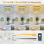 18"Crystal Ceiling Light Modern Gold Flush Mount Chandelier Light Fixture
