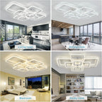 41.3in Modern LED Ceiling Light Fixture Dimmable Crystal Flush Mount Led Ceiling Lights 8 Square Frame with Remote Ceiling Lamps for Living Room Kitchen Bedroom