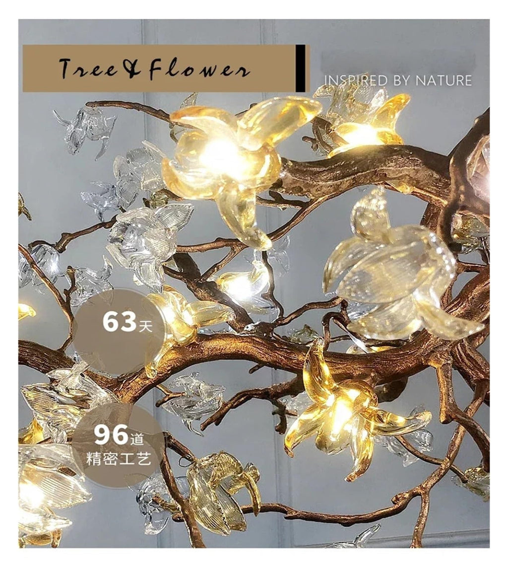Modern Coppe Crystal Tree Branch Ceiling Chandeliers for Restaurant Living Room Bar Tea Room Luster Hanging Lighting Sleek Design