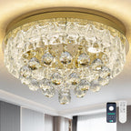 24.5"Crystal Ceiling Light Modern Gold Flush Mount Chandelier Light Fixture