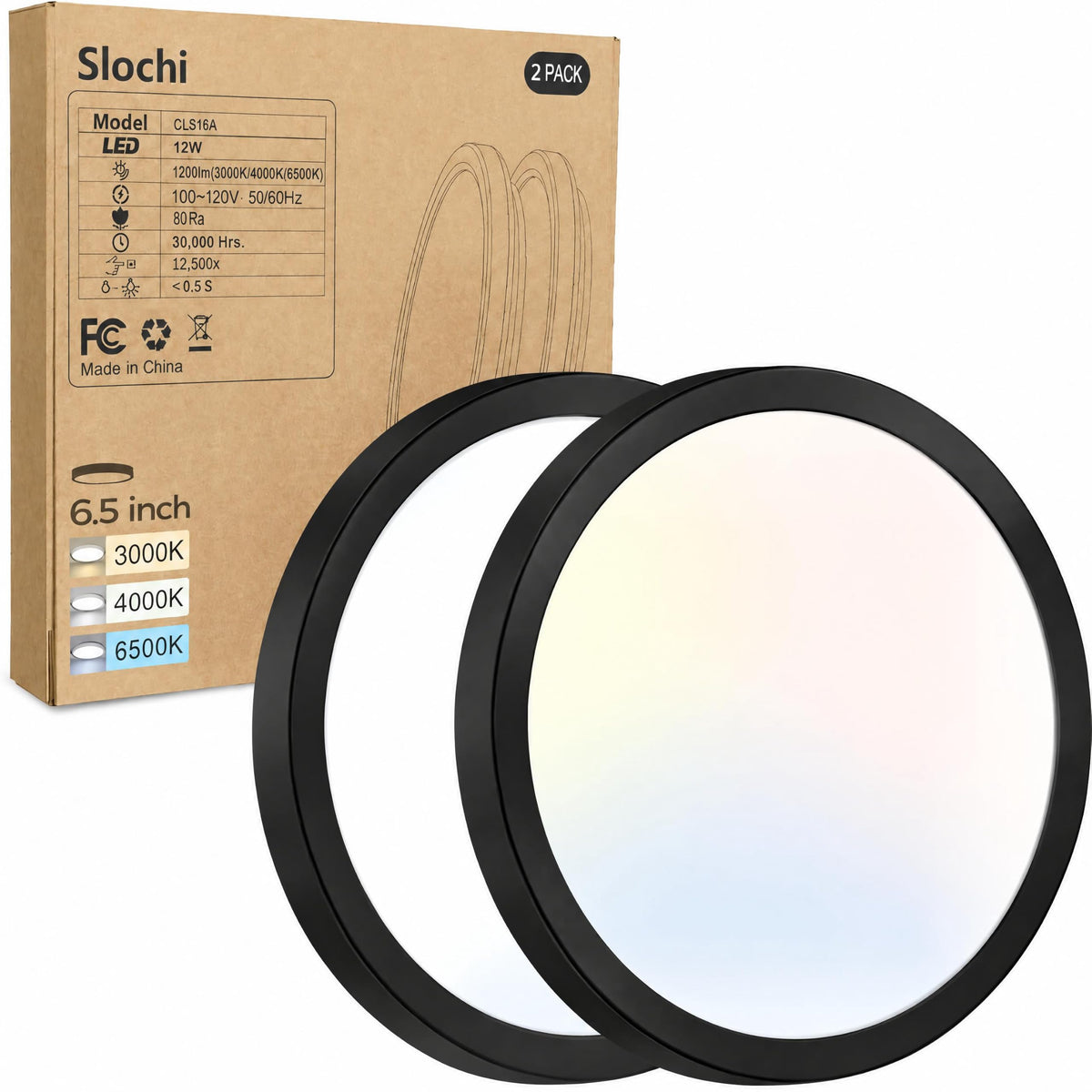8PACK LED Flush Mount Ceiling Light Fixture, 3000K-4000K-6500K & 150W Equivalent Modern Kitchen Recessed Ceiling Lamp 24W 3200Lm 12Inch Closet Round Surface for Bathroom Laundry Bedroom Hallway