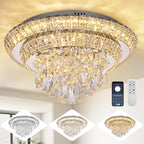 24 Inch Crystal Ceiling Light Flush Mount With Remote and APP Control Black