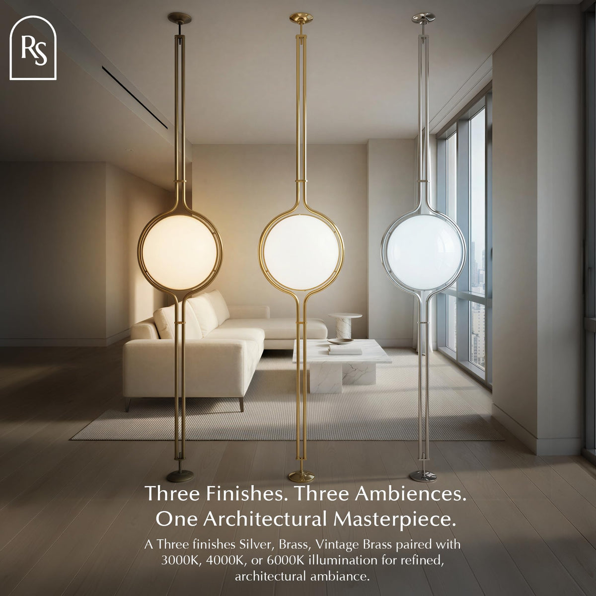 Zuru Floor to Ceiling Lamp - Adjustable 98"-110" Modern Pole Light with LED Bulb - Acrylic Globe Design - UL Certified - Sleek Metal Frame - Living Room & Bedroom Standing Lamp