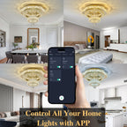 18"Crystal Ceiling Light Modern Gold Flush Mount Chandelier Light Fixture