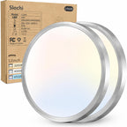 8PACK LED Flush Mount Ceiling Light Fixture, 3000K-4000K-6500K & 150W Equivalent Modern Kitchen Recessed Ceiling Lamp 24W 3200Lm 12Inch Closet Round Surface for Bathroom Laundry Bedroom Hallway