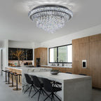 24 Inch Crystal Ceiling Light Flush Mount With Remote and APP Control Black
