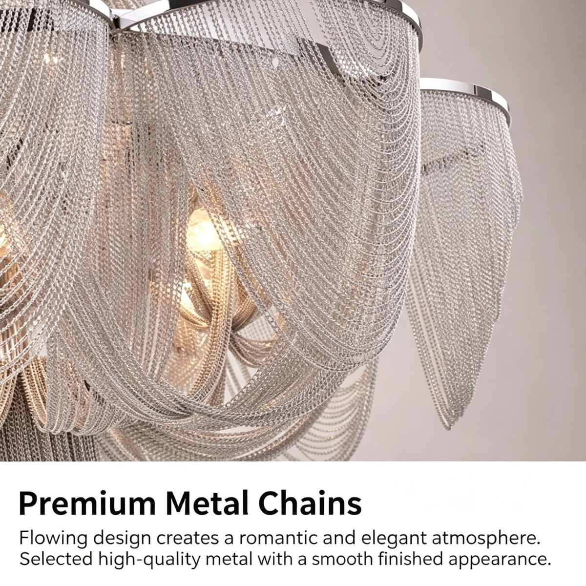 Aluminum Chain Tassel Chandelier, Hotel Stair Long Pendant
