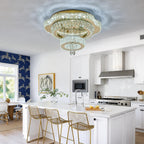18"Crystal Ceiling Light Modern Gold Flush Mount Chandelier Light Fixture