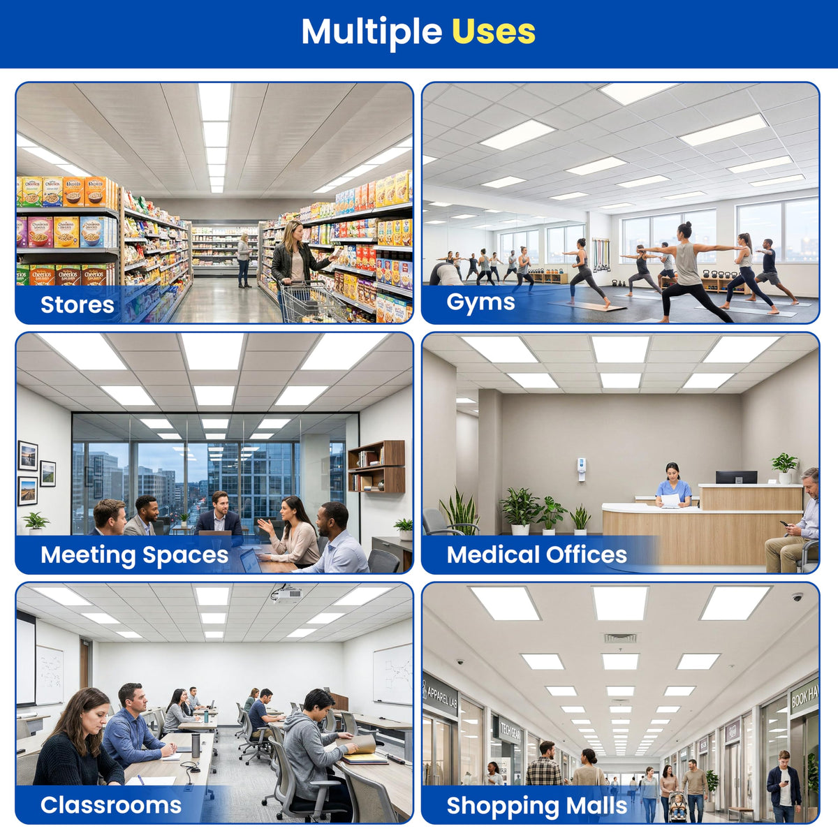2x4, 2x2, 1x4 ft Led Flat Panel Lights, Selectable Color Temp CCT Upto 6500K Dimmable Recessed Drop Ceiling Light, No Flicker, Easy to Install, Garage, Office, Residential, Warehouse. (2x4-4 Pack)