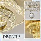 18"Crystal Ceiling Light Modern Gold Flush Mount Chandelier Light Fixture