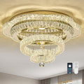 24"Crystal Ceiling Light Modern Gold Flush Mount Chandelier Light Fixture