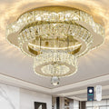 18"Crystal Ceiling Light Modern Gold Flush Mount Chandelier Light Fixture
