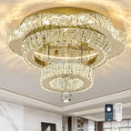 24"Crystal Ceiling Light Modern Gold Flush Mount Chandelier Light Fixture