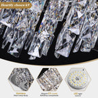 24 Inch Crystal Ceiling Light Flush Mount With Remote and APP Control Black