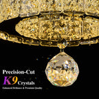 24"Crystal Ceiling Light Modern Gold Flush Mount Chandelier Light Fixture
